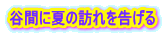 谷間に夏の訪れを告げる 